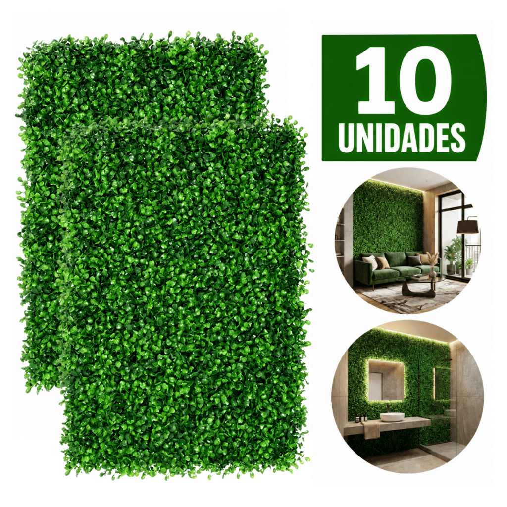 Kit 10 Placa Buchinho Grama Artificial Parede Muro Inglês Vertical Cheio Premium