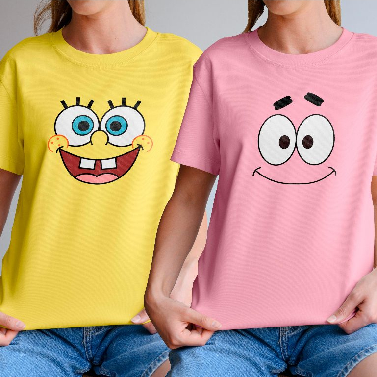 Camiseta Bob Esponja ou Patrick Estrela Divertida Personagens - 100% algodão