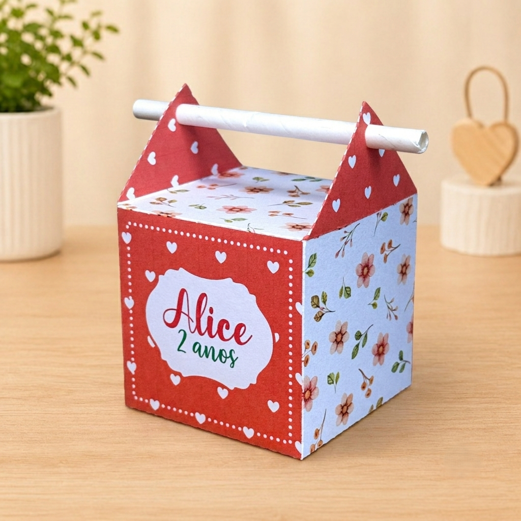 Caixa Canudo Chapeuzinho Vermelho Aquarela kit Lembrancinha Personalizada Aniversário Infantil