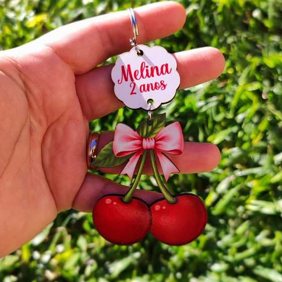 Cereja / Cerejinha, Chaveiro Personalizado MDF, Lembrancinha de Aniversário