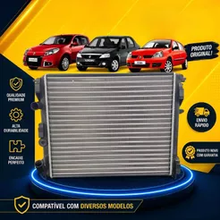 Radiador Água Renault Clio 1999 a 2009 Logan Sandero 2007 a 2012 Manual C/Ar 1.0 1.6