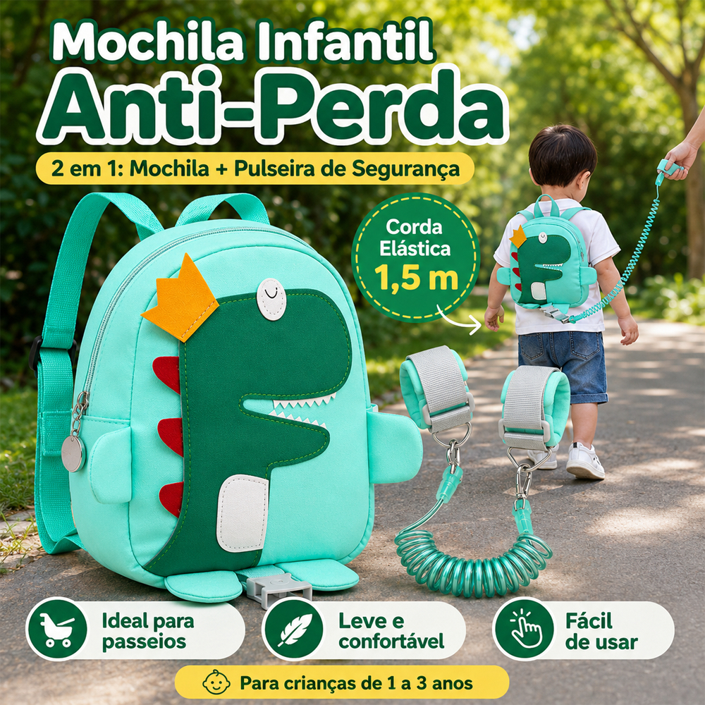 Toddler Arreios De Mochila Coleira Guia Mochila + Pulseira 2 Em1 C/cordão
