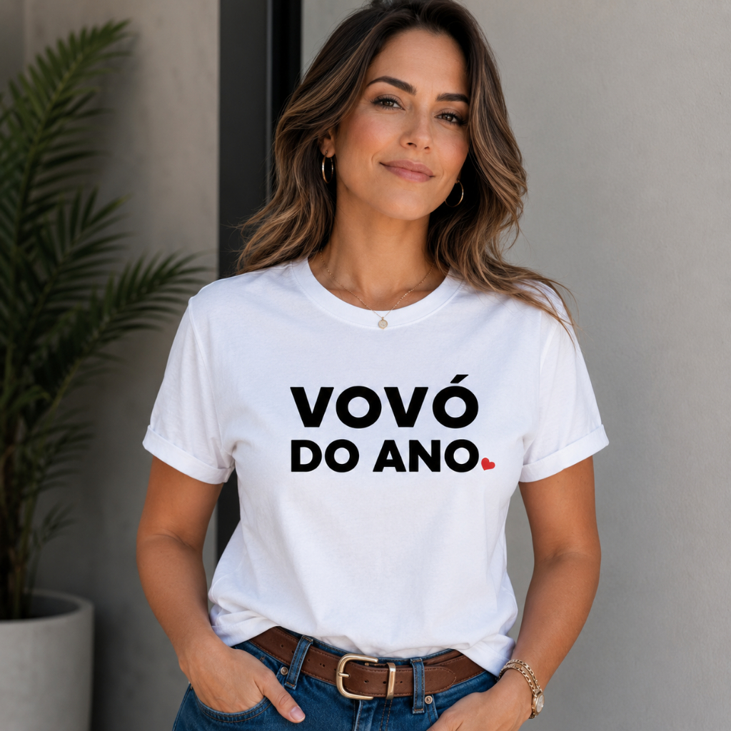 Camiseta Vovó do Ano T-Shirt Feminina Algodão Presente para Avó Várias Cores