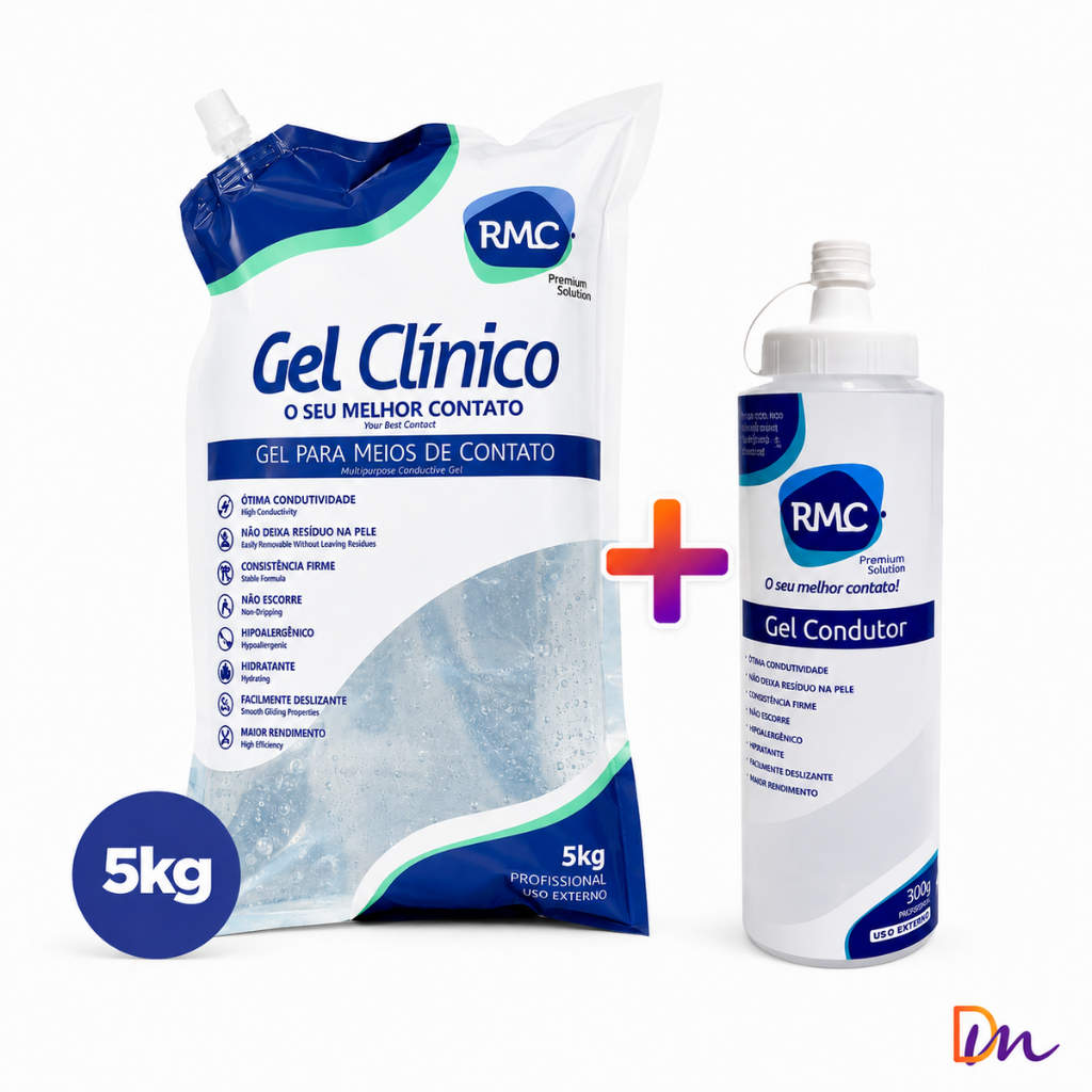 Gel Clinico Bag 5Kg Condutor Incolor Para Ultrassom + Recipiente 300g - RMC