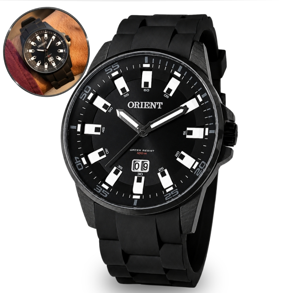 Relógio Orient Masculino De Pulso Esportivo Casual Analógico Com Pulseira De Silicone Prova Dágua Em 100 Metros Original