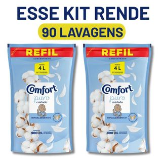 Kit Econômico 2 Amaciantes Comfort Puro Cuidado 900ml Original Alto Rendimento Hipoalergênico