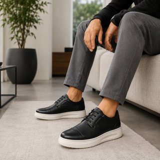 Sapato Casual Masculino Social  Confortável Solado Branco Elegante Leve Macio Moderno Premium
