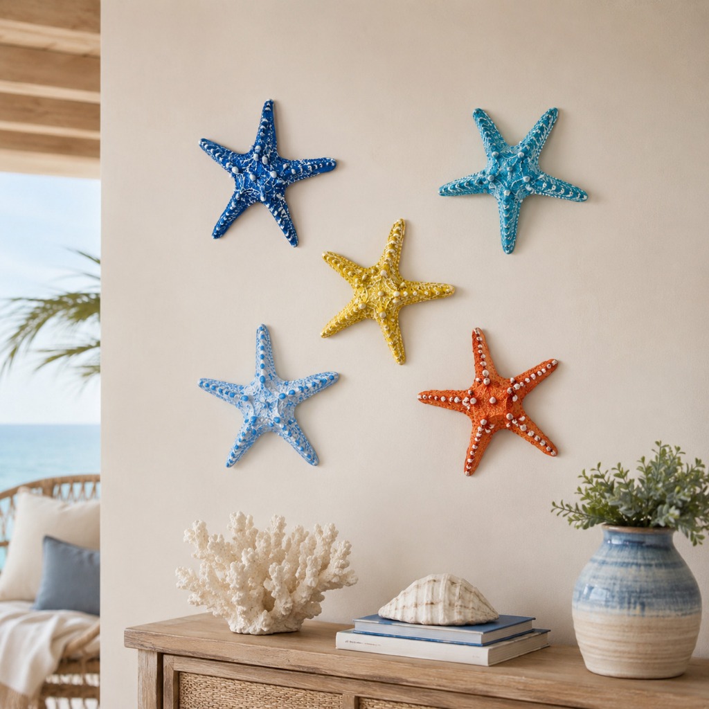 Kit Estrela do Mar Grande Resina Decoração Parede Praia Varanda Área Gourmet Náutica Casa Enfeite Marinho