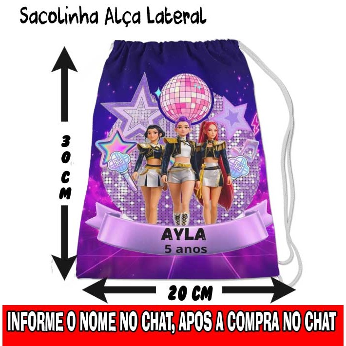 Kit Mochilinha Sacolinha Saco Sacochila Saquinho Lembrancinha Brinde Aniversario Personalizadas Guerreiras K-Pop