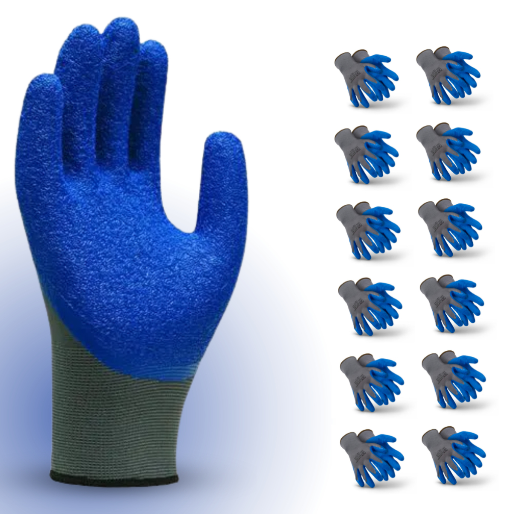 Luvas de algodão com banho de látex corrugado impermeável
