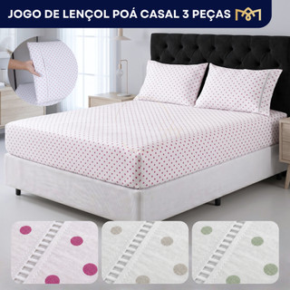 Jogo Lençol Poá Solteiro, Casal E Queen Conforto Durabilidade Toque Suave 400 Fios Elásti…