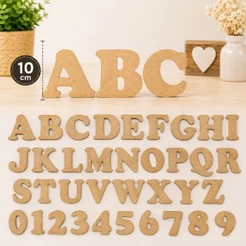 Kit Alfabeto MDF 10cm Completo A-Z + Números 0-9 Corte Laser