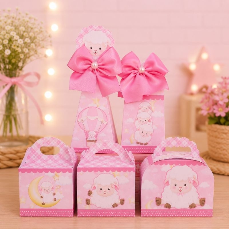 Kit Festa  OVELHINHA ROSA  Personalizado | Pegue e Monte | Lembrancinhas e Caixinhas para Festa Infantil