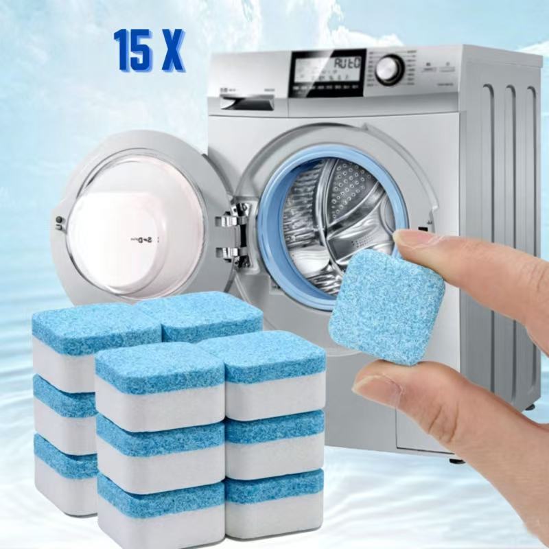 Imagem kit 15 Pastilhas para Limpeza de Máquinas de Lavar Roupas Efervescentes Multifuncional