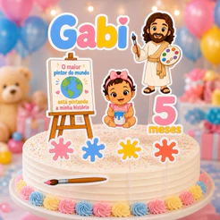 Topo de Bolo O Maior Pintor do Mundo Jesus | Personalizado menina/menino nome e idade