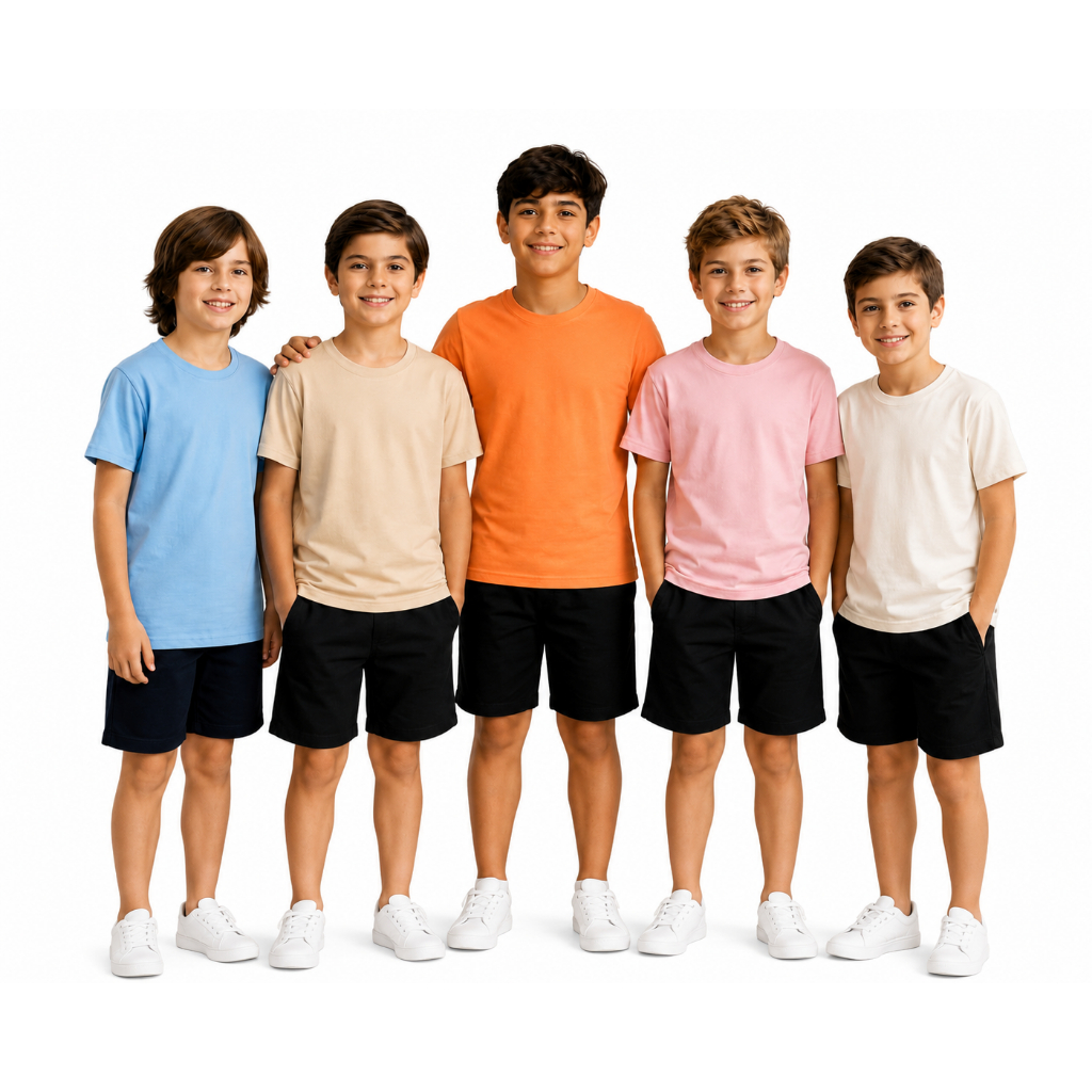 Camiseta Masculina Infantil Manga Curta Algodao Lisa Estilo Casual Confortavel De 2 A 14 Anos
