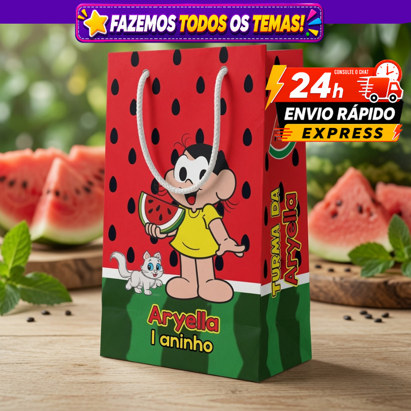 Sacolinha Personalizada Magali para Aniversário • Lembrancinha Festa Infantil • Todos os Temas