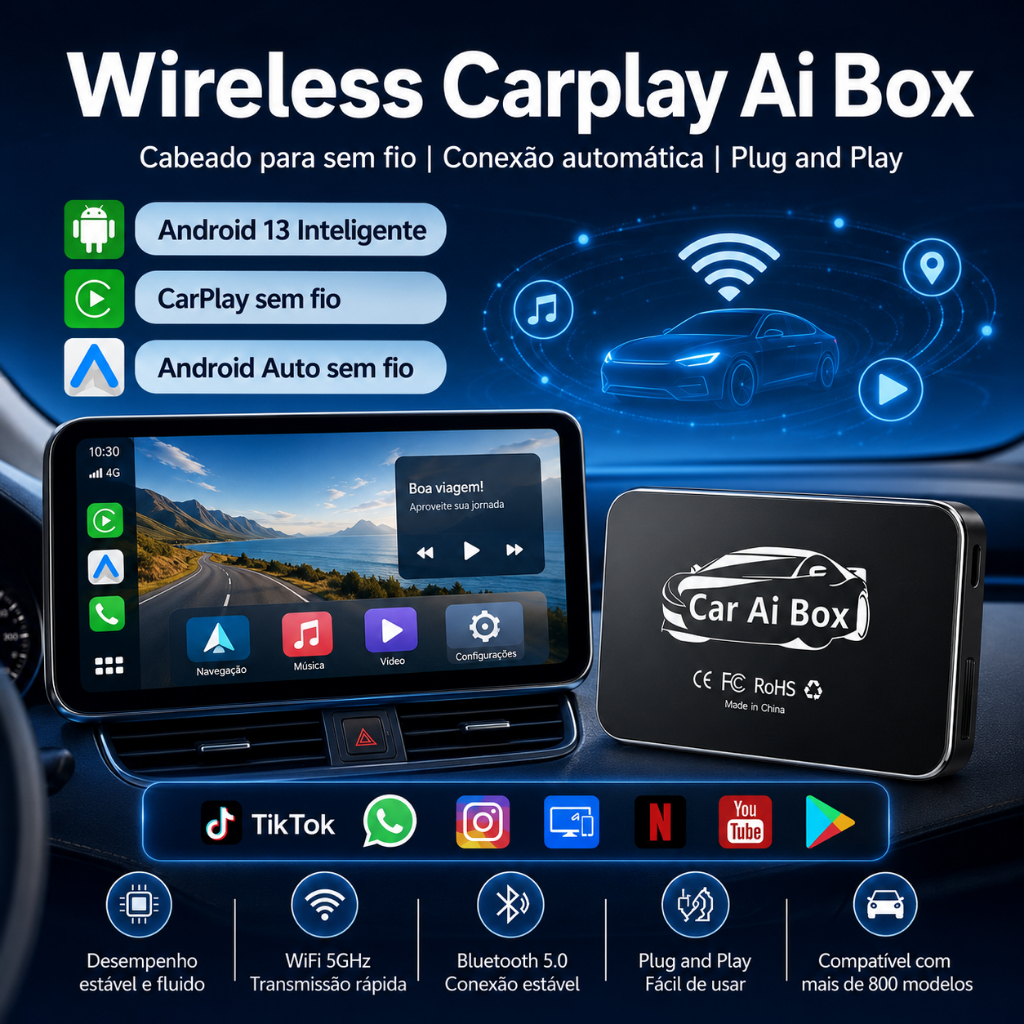 CarPlay AI Box Adaptador carplay sem fio CarPlay Android Caixa Para Apple CarPlay adaptador carplay automotivo