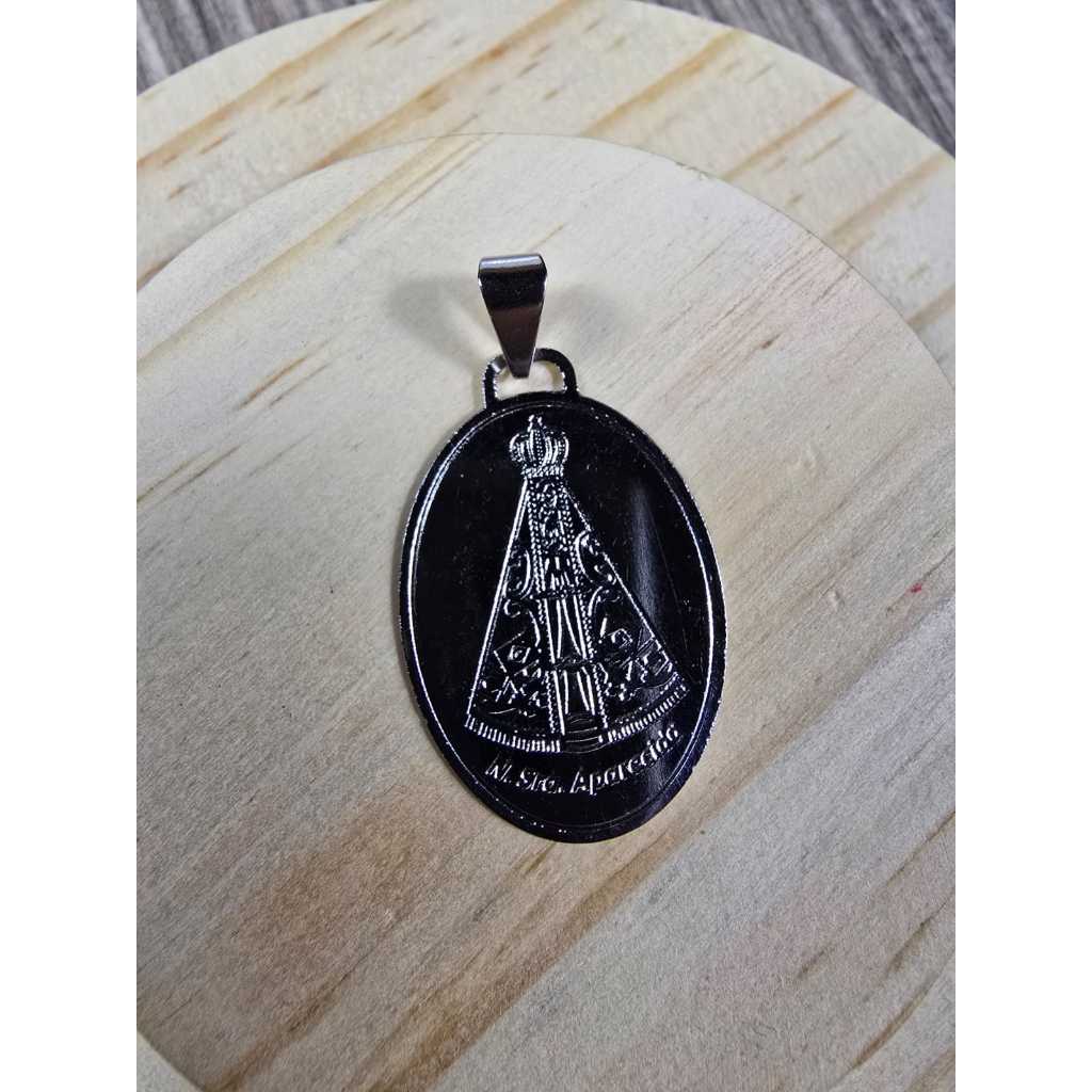Pingente Medalha Nossa Senhora Aparecida em Aço Inox
