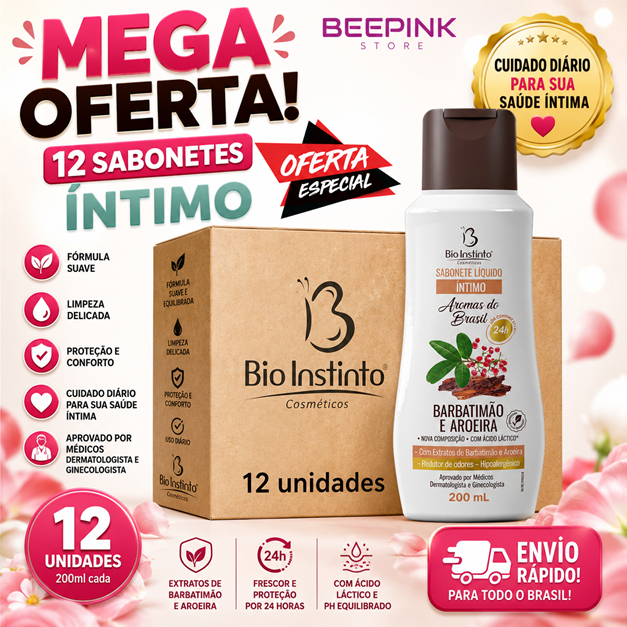Sabonete Íntimo Aroeira, Barbatimão 200ml - 12 unidades