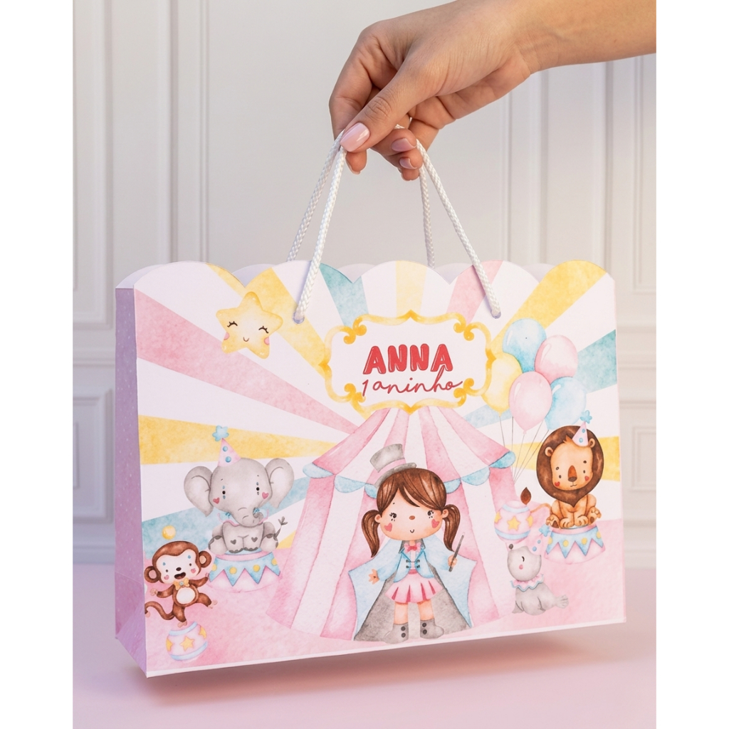 🎀 Sacolinha Personalizada PRINCESAS CUTE- Festa Infantil Pega e Monta Lembrancinha + Nome e Idade + Diversos Temas
