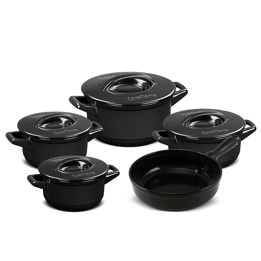 Jogo de Panelas Cerâmica Pura Ceraflame Duo+ Smart 5 Peças Atóxica Preto