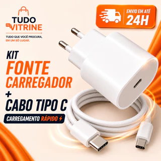 Kit Carregador Turbo USB-C + Cabo Tipo C para Tipo C