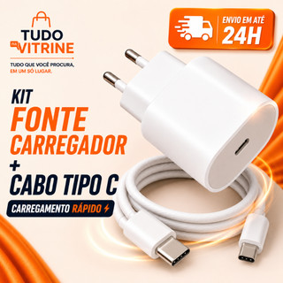 Kit Carregador Turbo USB-C + Cabo Tipo C para C