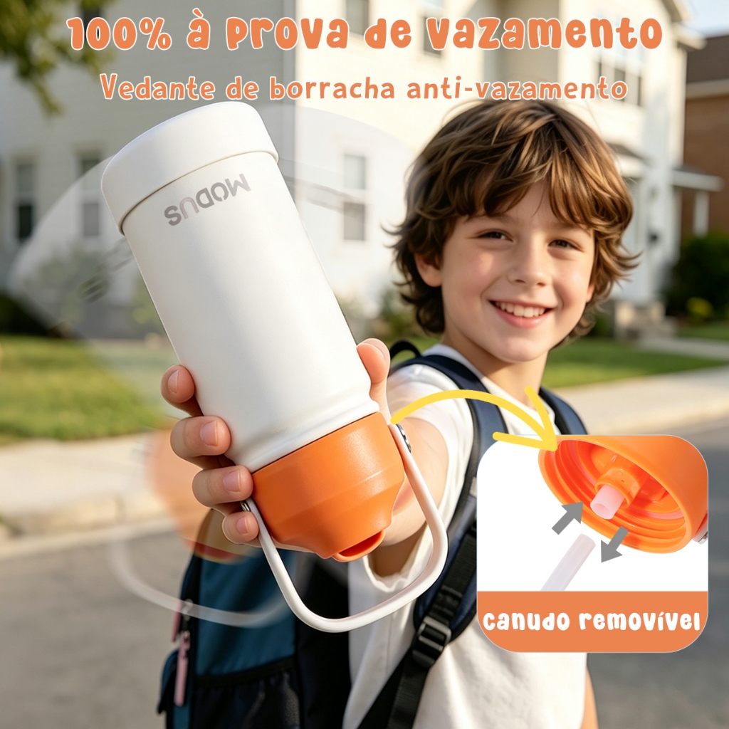 MODUS Garrafa Térmica Infantil 420ml Aço Inoxidável Com Canudo Autocolantes Bico Silicone · foto 2