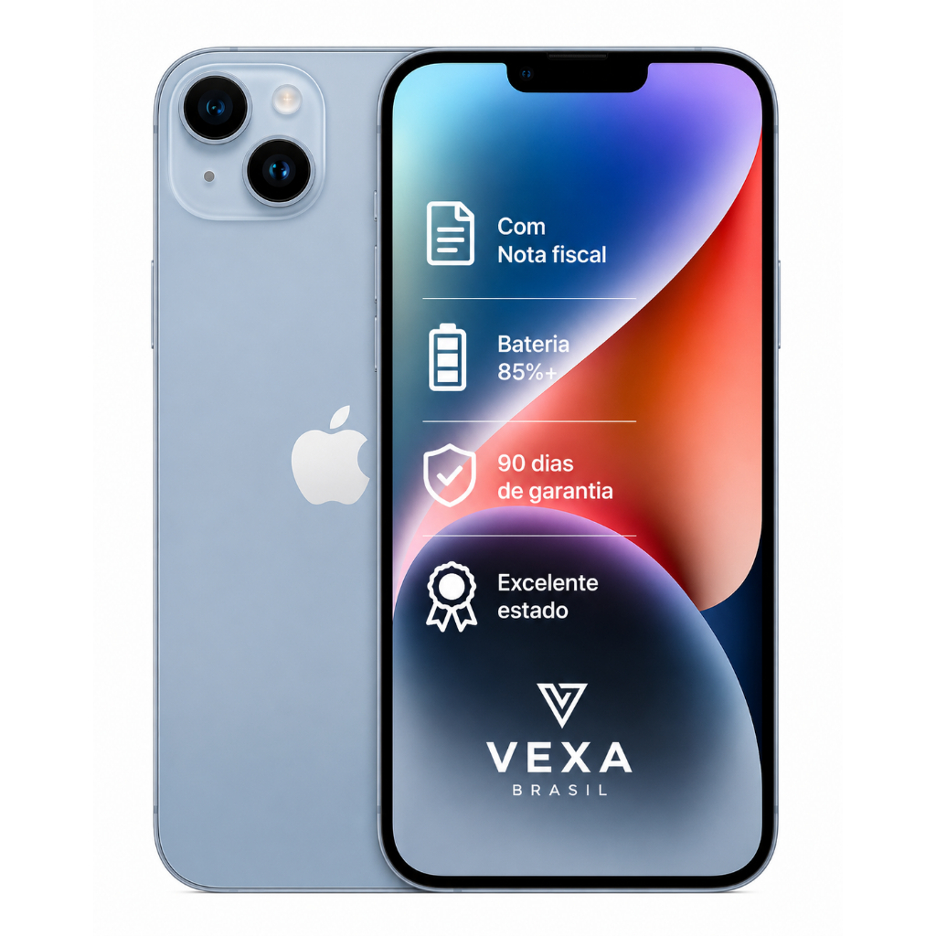 Apple iPhone 14 Plus 128GB Azul | Semi Novo Premium | Bateria Mínima 85%