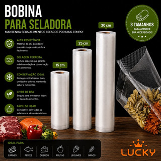 Rolo Bobina Saco a Vácuo Seladora Para Alimentos 15cm 25cm 30cm