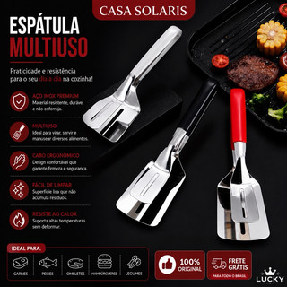 Pegador Espátula Inox SUS304 Food Grade para Churrasco Carne Peixe Cozinha Resistente Profissional