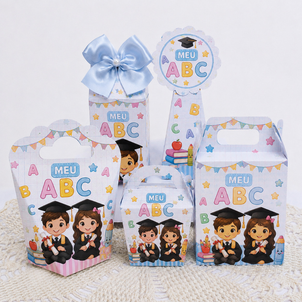Kit Caixa Festa Infantil Personalizado MEU ABC Lembrancinhas Aniversário PEGUE E MONTE