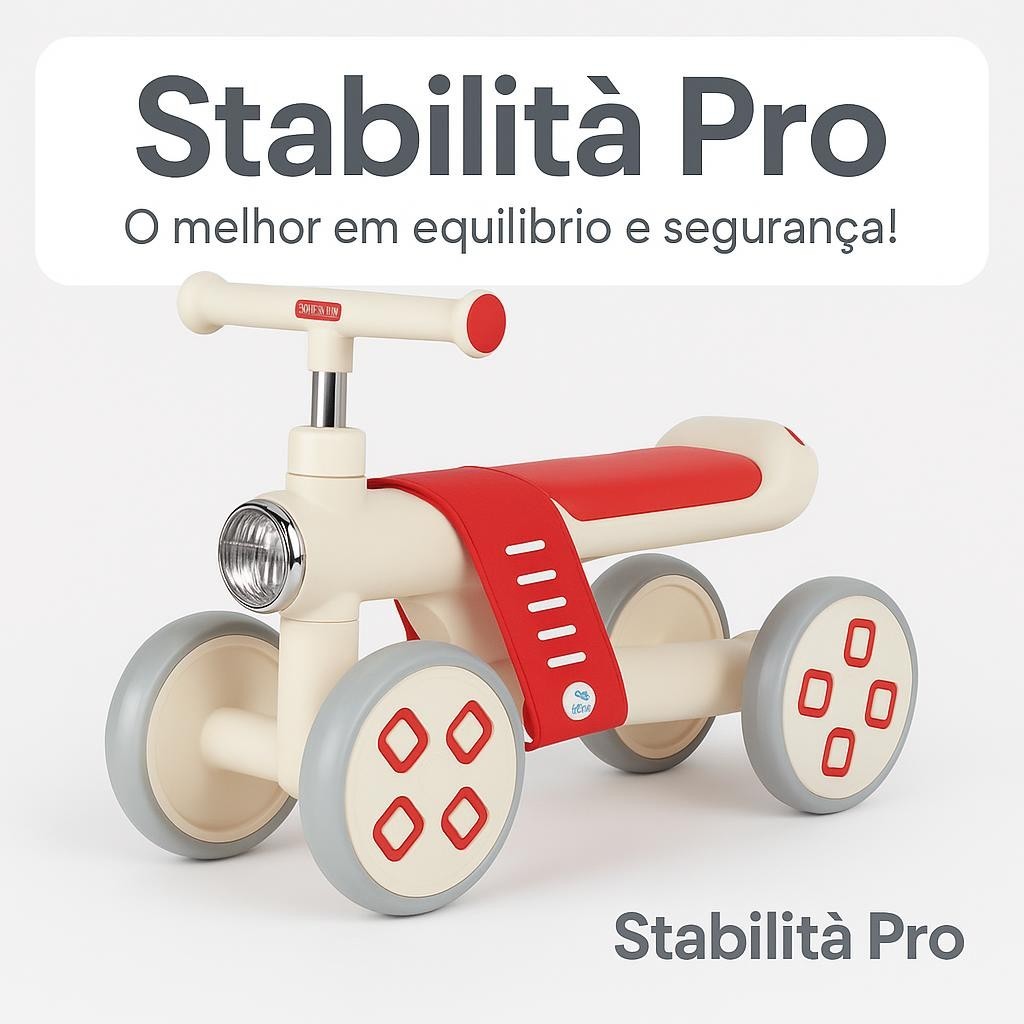 Mini Bike Infantil de Equilíbrio 4 Rodas - Vermelha
