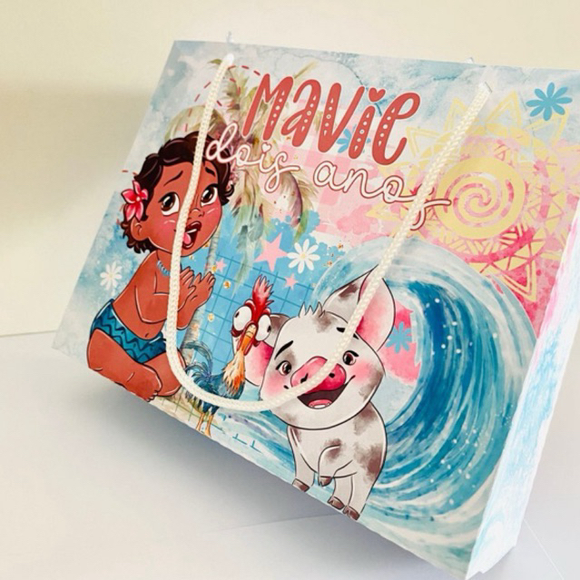 Sacola Personalizada Moana | Lembrancinha Festa Infantil | Nome e Idade Personalizados | Sacolinha Surpresa
