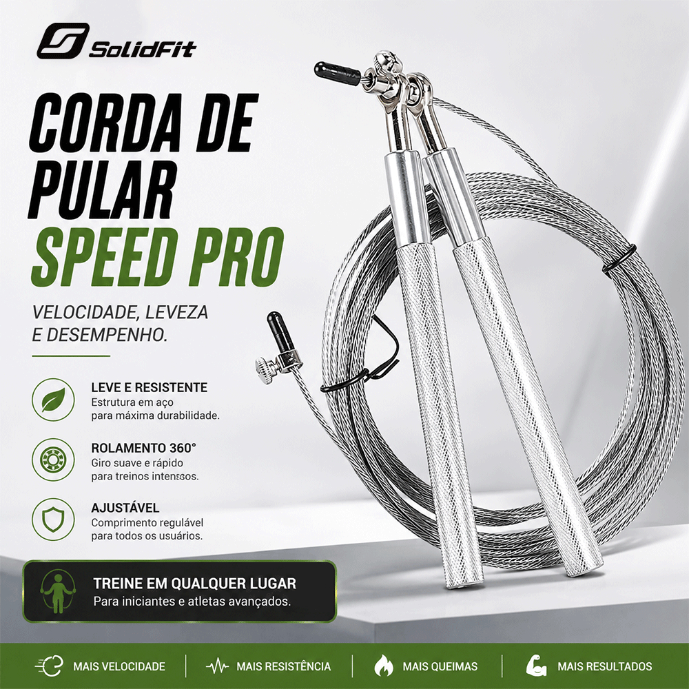 Soloever Corda de Pular de Aço Profissional com Rolamento Speed
