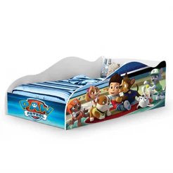 Cama Infantil Mini Formato Carro Temática Personagens Meninos Adesivada Estrutura MDF Resistente Para Colchão 150x70 -AV