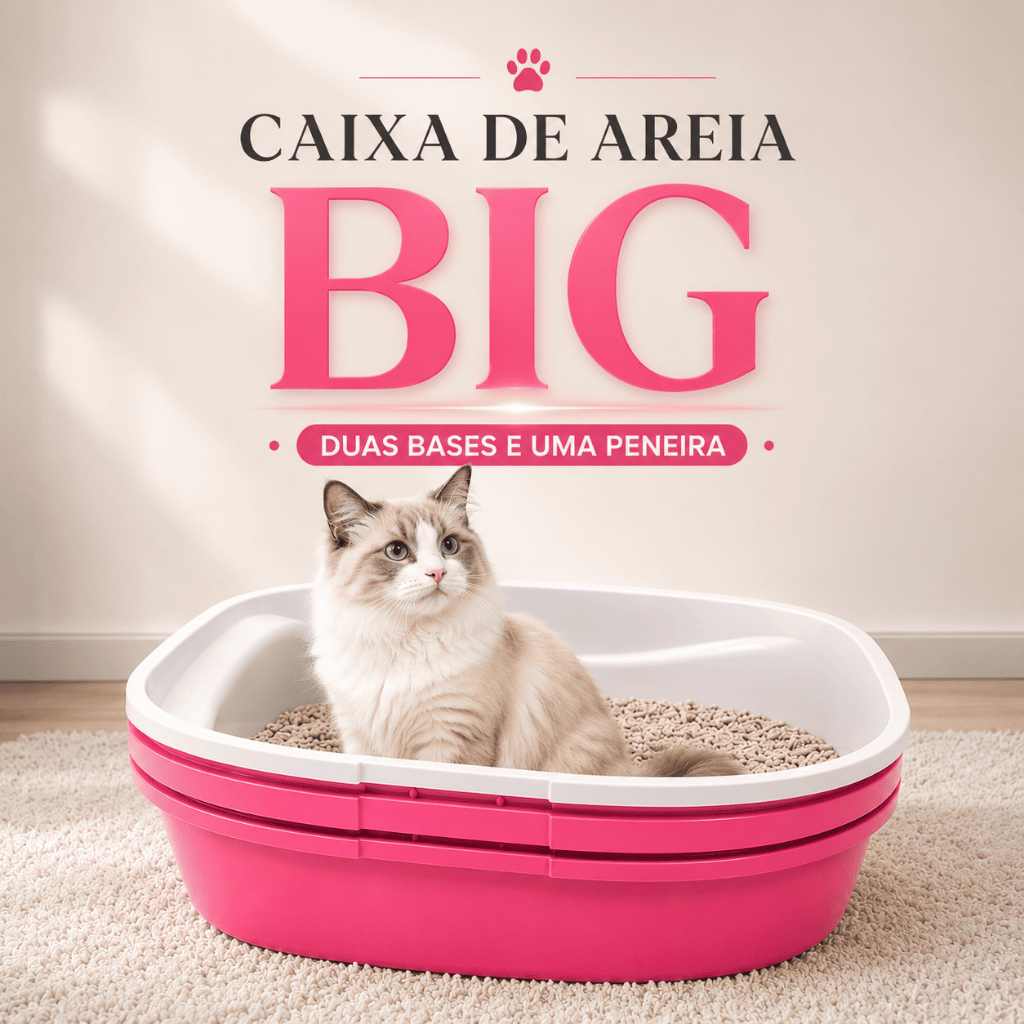 Caixa de Areia BIG para Gato com Peneira – 3 Peças (2 Bases + 1 Peneira) – Banheiro Higiênico Grande