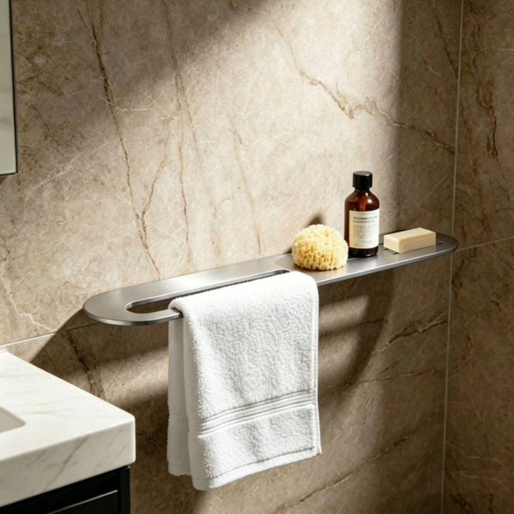 Prateleira Porta shampoo Triplo Agata Suporte Aço Inox 60cm Para Banheiro e Utilidades De casa Grego Metal