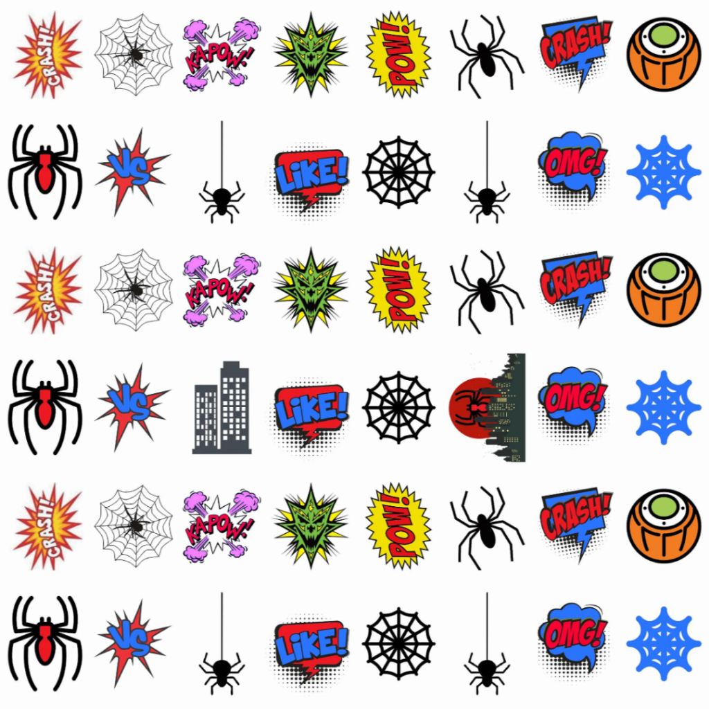 Tatuagem Temporária Infantil Homem Aranha DIVERTIDOS cartela com 32 tatuagens - Menino
