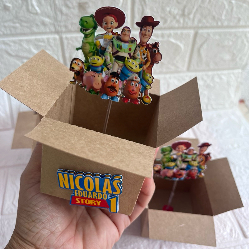 Caixa Personalizada Toy Story Kraft Lembrancinha Festa Infantil Com Aplique 3D Nome Personalizado