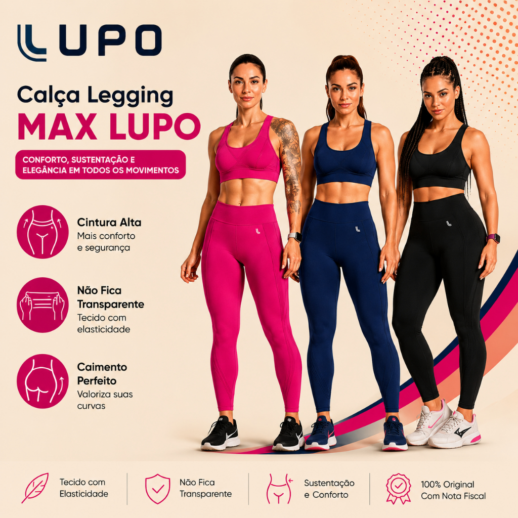 Calça Legging Max LUPO Academia Modeladora Empina Bumbum ORIGINAL Otima Qualidade