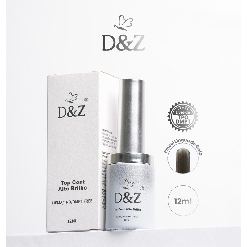 Top Coat D&Z Alto Brilho 12ml Unhas Gel Acrigel Fibra Finalizador Alongamento Manicure Nail Designer
