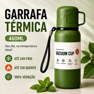 Garrafa Térmica 460ml Aço Inox 316 e 304 Com Alça Tampa Copo Isolamento a Vácuo Antivazam…