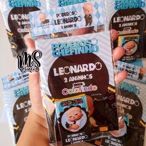 Kit 10/15/20 Colorir Revista 10x15 + Giz, Personalizados, Festa O Poderoso Chefinho, Lembrancinhas Aniversário,