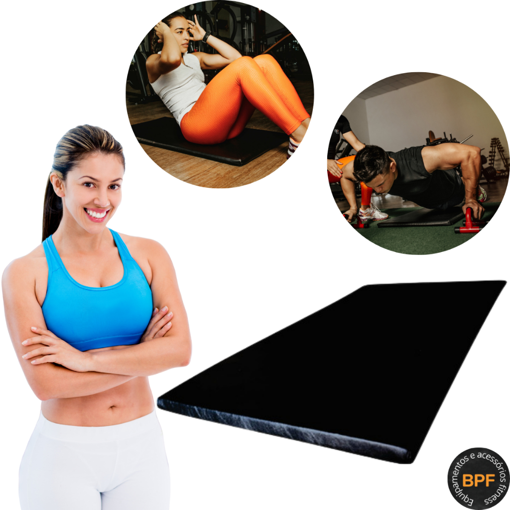 Colchonete academia exercicios 90x42x3 altadensidade impermeável profissional grande preto treino yoga pilates funcional