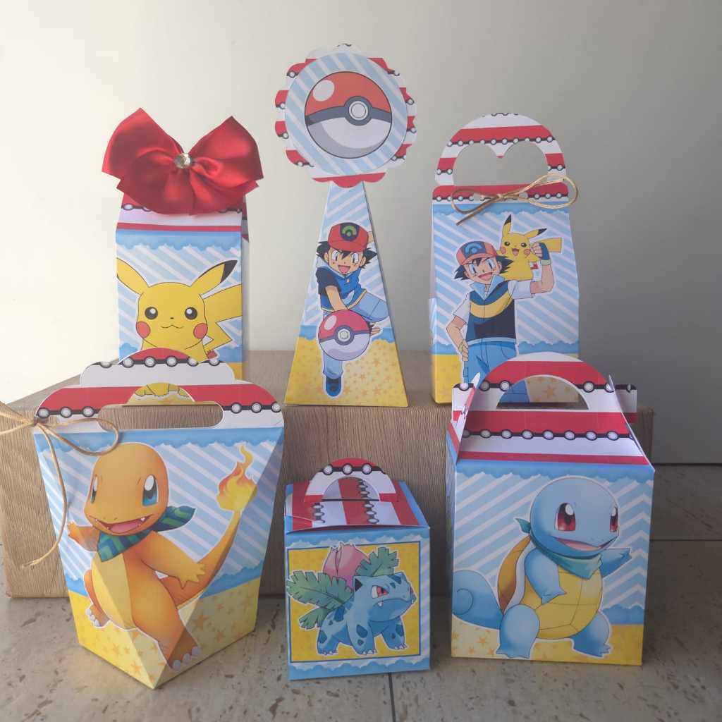 Kit Festa Pokémon Personalizado Lembrancinhas de Aniversário Infantil Pikachu PEGUE E MONTE