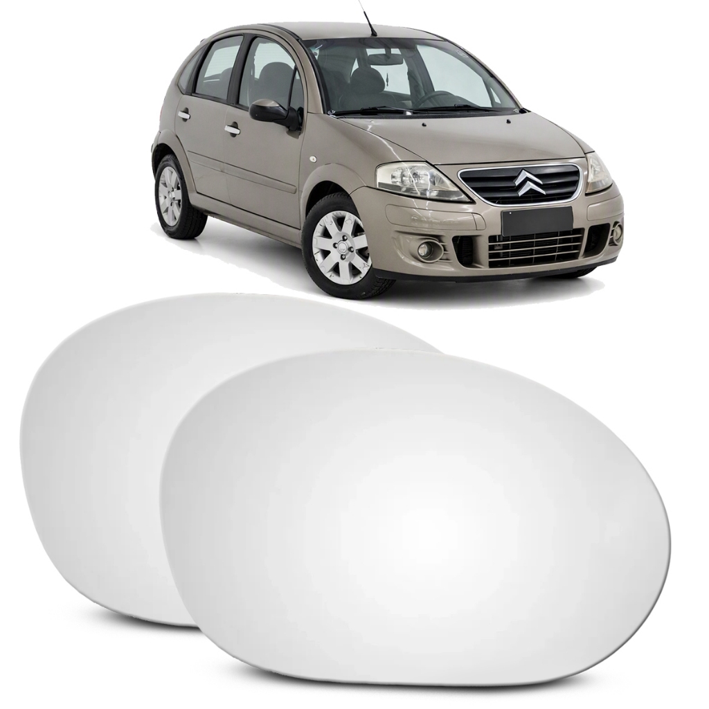 Lente Retrovisor Citroen C3 2002 a 2012 Espelho Metalizado Convexo Com Base