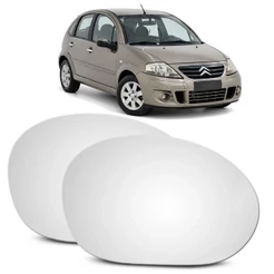 Lente Retrovisor Citroen C3 2002 a 2012 Espelho Metalizado Convexo Com Base