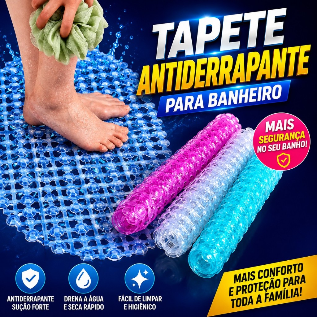 Tapete de Box Para Banheiro Oval c/ Bolinhas p/ Massagear Antiderrapante C/ Ventosas 35x64cm